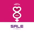 International Womens Day sale discount minimal design Royalty Free Stock Photo