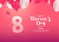 International womens day vector illustration. 8 march celebrating. Number eight fly on balloons on bright pink Royalty Free Stock Photo