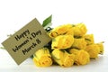International Womens Day yellow roses gift. Royalty Free Stock Photo