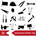 International worker day or labor day theme set of icons eps10