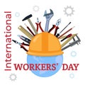 International Workers Day banner, sign, vector illustration.