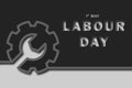 International Workers` Day. Holiday card with text LABOR DAY