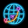 International World Flight neon glow icon illustration Royalty Free Stock Photo