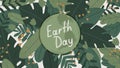 International world holiday Earth Day. Vector flat banner with tropical leaves, flowers and plants. The concept of
