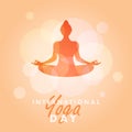 International Yoga Day 21 June poster logo Padmasana Kapalbhati Pranayama Lotus Pose asana vector design