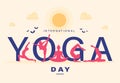 International Yoga Day poster logo different type morning asana silhouette set collection vector banner