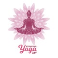 International Yoga Day 21 June poster Padmasana Kapalbhati Pranayama Lotus Pose meditation asana vector