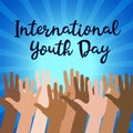 International Youth day,12 August, Hand Drawn Sketch Vector illustration.