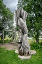 Internationale wood sculpture at the Trois Berets parc in Saint Jean Port Joli Royalty Free Stock Photo