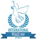 Internationl Peace Day logo or banner with dove and olive branches Royalty Free Stock Photo