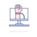 Internet addicted - modern colored line design style icon