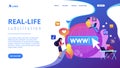 Internet addiction concept landing page.