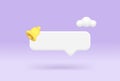 Internet alert notification quick tips empty bar speech bubble ring bell 3d icon realistic vector Royalty Free Stock Photo