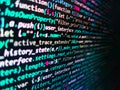 Internet app development and design. Background of software developer script. Lines of code of a software with several colors. SEO Royalty Free Stock Photo