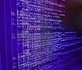 Internet app development and design. WWW software development. Developing programming binary code. Web development code: CSS/SASS Royalty Free Stock Photo