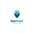 internet area, wifi point, wi-fi area logo. wi-fi icon combine with pointer logo concept