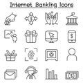 Internet banking icon set in thin line style Royalty Free Stock Photo
