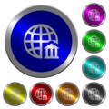 Internet banking luminous coin-like round color buttons Royalty Free Stock Photo