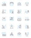 Internet banking linear icons set. Secure, Convenient, Digital, Accessible, Mobile, Easy, Online line vector and concept