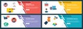 Internet banner set of evaluation, customer service and performance analysis icons
