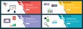 Internet banner set of report, accountancy and organization icons