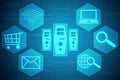 Internet binary data code computing or transmission process,Internet data transmission, Royalty Free Stock Photo