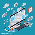 Internet blogging, blog management, web publication vector concept