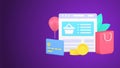 Internet browser computer screen with digital store website user interface 3d icon vector Royalty Free Stock Photo
