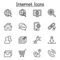 Internet browser icon set in thin line style