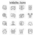 Internet, browser, website icon set in thin line style Royalty Free Stock Photo