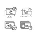 Internet browsing notifications linear icons set