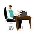 Internet bullying vector concept. Frustrated businessman on office place