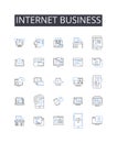 Internet business line icons collection. Online business, E-commerce, Web-based business, Digital enterprise