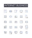 Internet business line icons collection. Online business, E-commerce, Web-based business, Digital enterprise