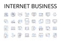 Internet business line icons collection. Online business, E-commerce, Web-based business, Digital enterprise