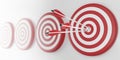 Internet, business, Technology and network concept. Arrow archery hit on the center of dartboard, buisness targeting concept. 3d