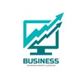 Internet business - vector logo concept illustration. Computer monitor icon. Finance growth graphic sign. Arrow symbol. Royalty Free Stock Photo