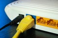 Internet cable plugs are connected to Internet Router