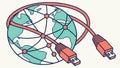 Internet Cable Wrapped Around Globe Vector, vector design Generative AI Royalty Free Stock Photo
