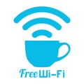 Internet cafe free wifi coffee cup sign Royalty Free Stock Photo