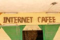 Internet Cafee sign above entrance. Royalty Free Stock Photo