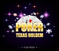 Internet casino banner with glowing lamps for online casino, poker, card games, texas holdem. Poker poster with chips Royalty Free Stock Photo