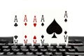 Internet casino poker four of kind aces cards combination hearts