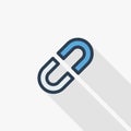 Internet link, broken chain thin line flat color icon. Linear vector symbol. Colorful long shadow design.