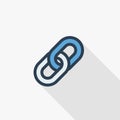 Internet chain link thin line flat color icon. Linear vector symbol. Colorful long shadow design.