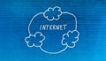 Internet cloud computing concept illustration with hand drawn network diagram and Royalty Free Stock Photo