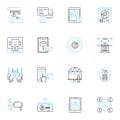 Internet commerce linear icons set. E-commerce, Online sales, Webstore, Shopping, Auctions, Cyber-sales, Payments line Royalty Free Stock Photo