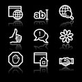 Internet communication white contour web icons