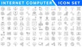 Internet computer icon set. Containing online, computer, network, website, server, web design, hardware, software and programming Royalty Free Stock Photo