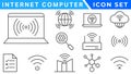 Internet computer icon set. Containing online, computer, network, website, server, web design, hardware, software and programming Royalty Free Stock Photo
